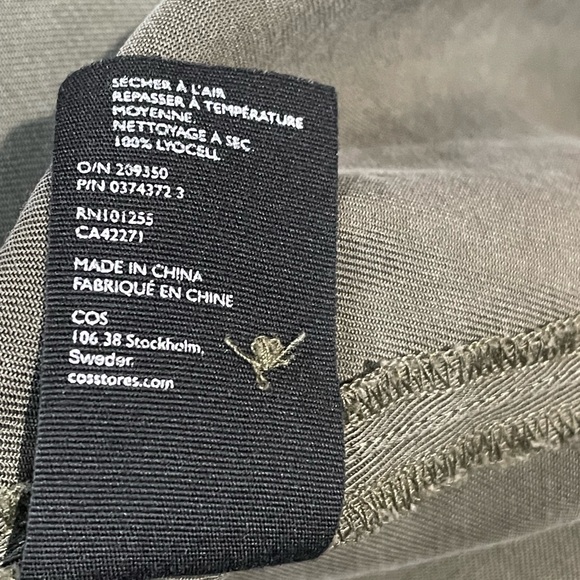 COS Oversized Boxy Wide Fit Collared Top Size 6 Green Short Sleeve Lyocell Shirt - Picture 5 of 5